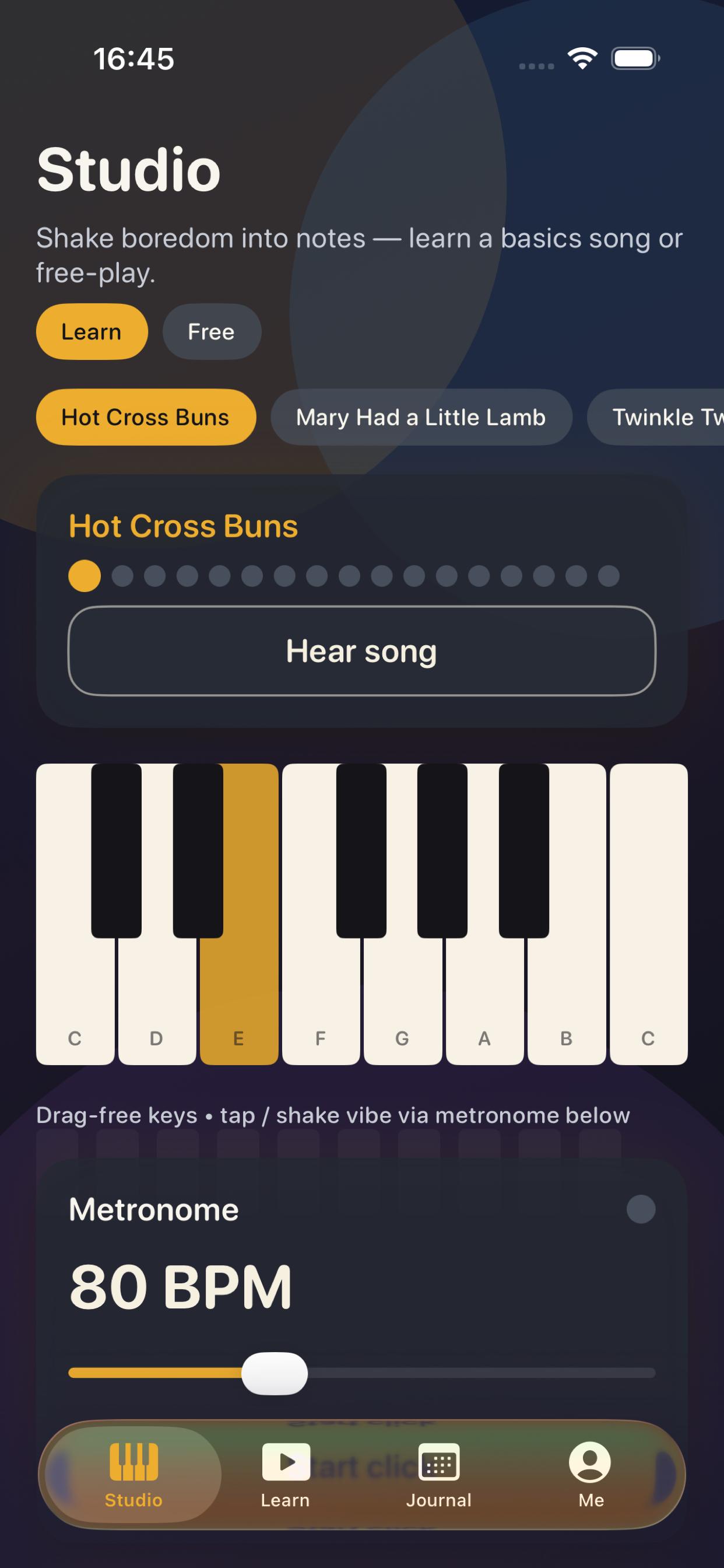 Studio keyboard and metronome